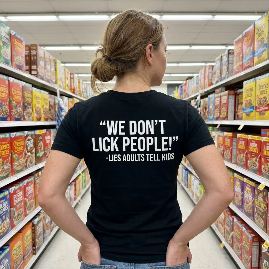 Lifestyle view of a funny parenting quote graphic tee styled casually