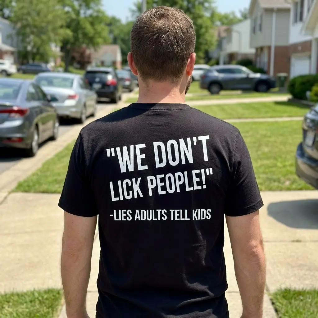 Lifestyle setting showcasing the sarcastic parenting humor t-shirt in a relaxed everyday environment
