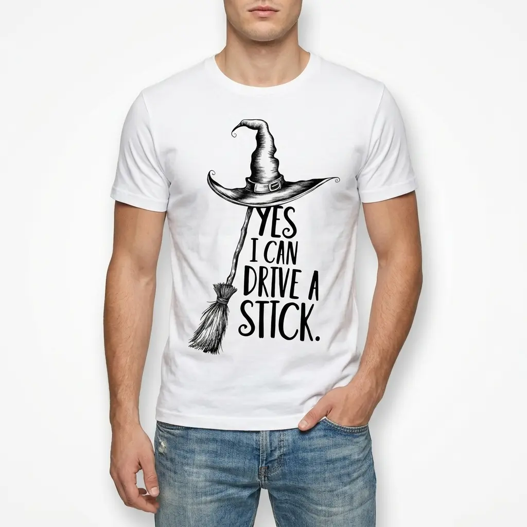 Yes I Can Drive A Stick Funny Witch Halloween T-Shirt 3 yes i can drive a stick funny witch halloween t shirt 2.jpg