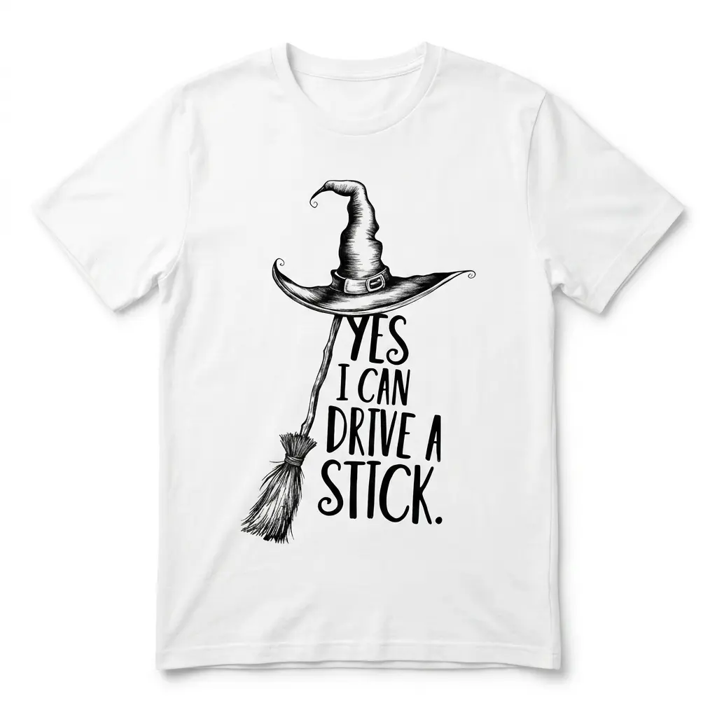 Yes I Can Drive A Stick Funny Witch Halloween T-Shirt 1 yes i can drive a stick funny witch halloween t shirt.jpg