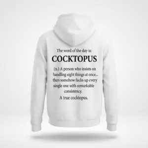 Funny Cocktopus Definition T-Shirt 7 Back flatlay of a hoodie featuring the black cocktopus definition print