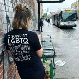 Funny I Support LGBTQ Adult Parody T-Shirt 11 Lifestyle display showcasing the funny I Support LGBTQ acronym parody apparel.