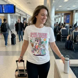 Bags Packed Flaps Waxed Vacation Unicorn T-Shirt 10 Vacation unicorn graphic tee with Bags Packed Flaps Waxed text styled in a casual everyday lifestyle setting.