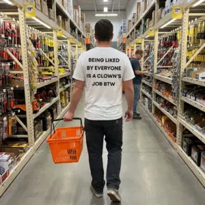 Being Liked By Everyone Is A Clown's Job T-Shirt 11 Casual lifestyle presentation highlighting the back text print of the Being Liked By Everyone t-shirt.