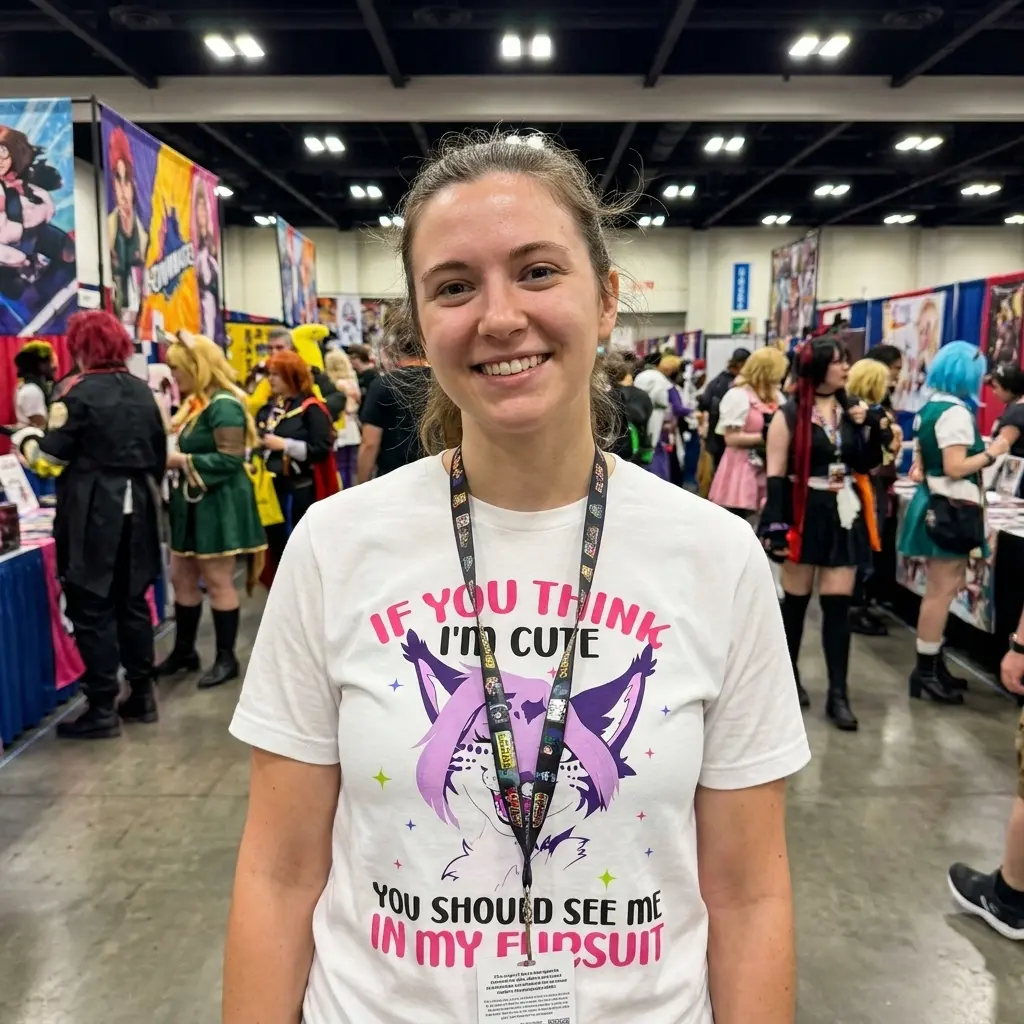 Lifestyle display of the furry fandom fursuit graphic shirt in a casual everyday setting.