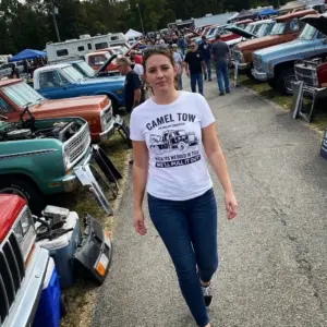Funny Camel Tow 24 Hour Service Graphic T-Shirt 11 Camel Tow 24 Hour Service graphic shirt with tow truck illustration and slogan.
