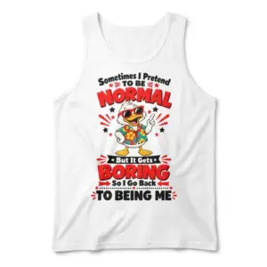 Funny Duck Pretend To Be Normal T-Shirt 8 Front flat lay of a casual tank top printed with the funny sunglasses-wearing duck design.