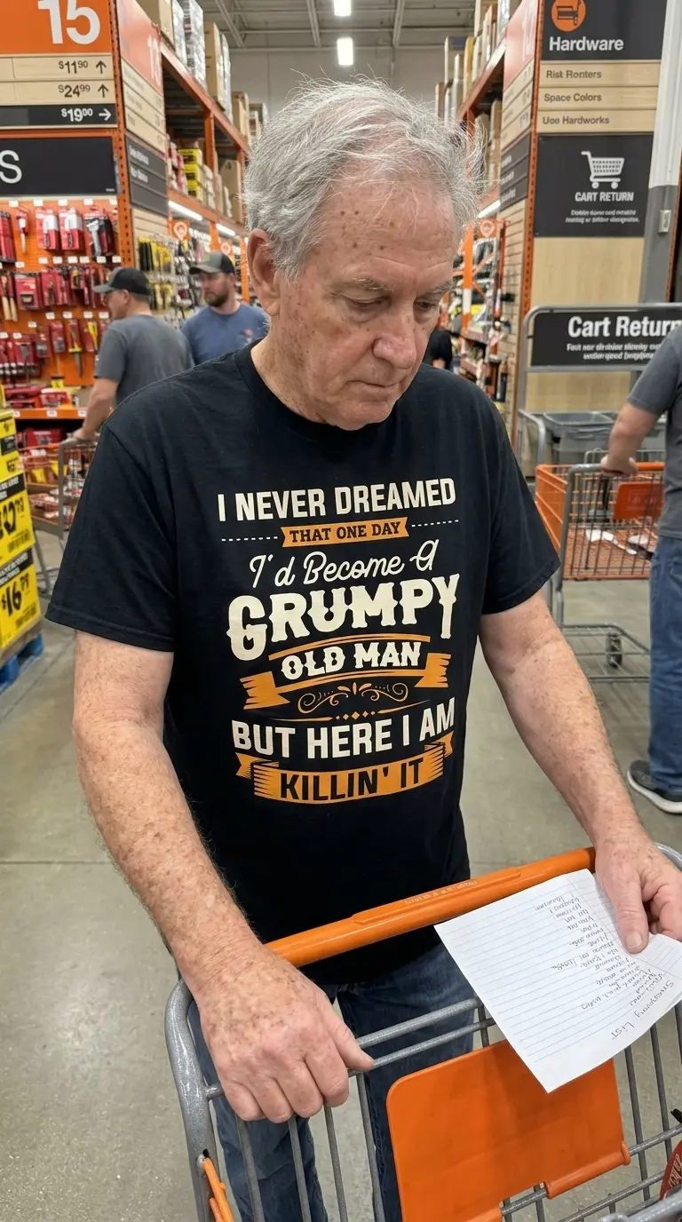 Lifestyle view of the Grumpy Old Man Killin' It shirt displayed in an everyday setting.