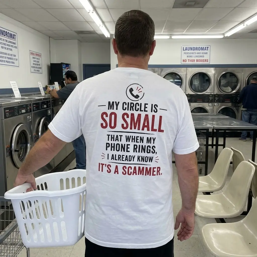 Funny Introvert My Circle Is So Small T-Shirt 5 Lifestyle presentation displaying the funny introvert 'My Circle Is So Small' quote apparel.