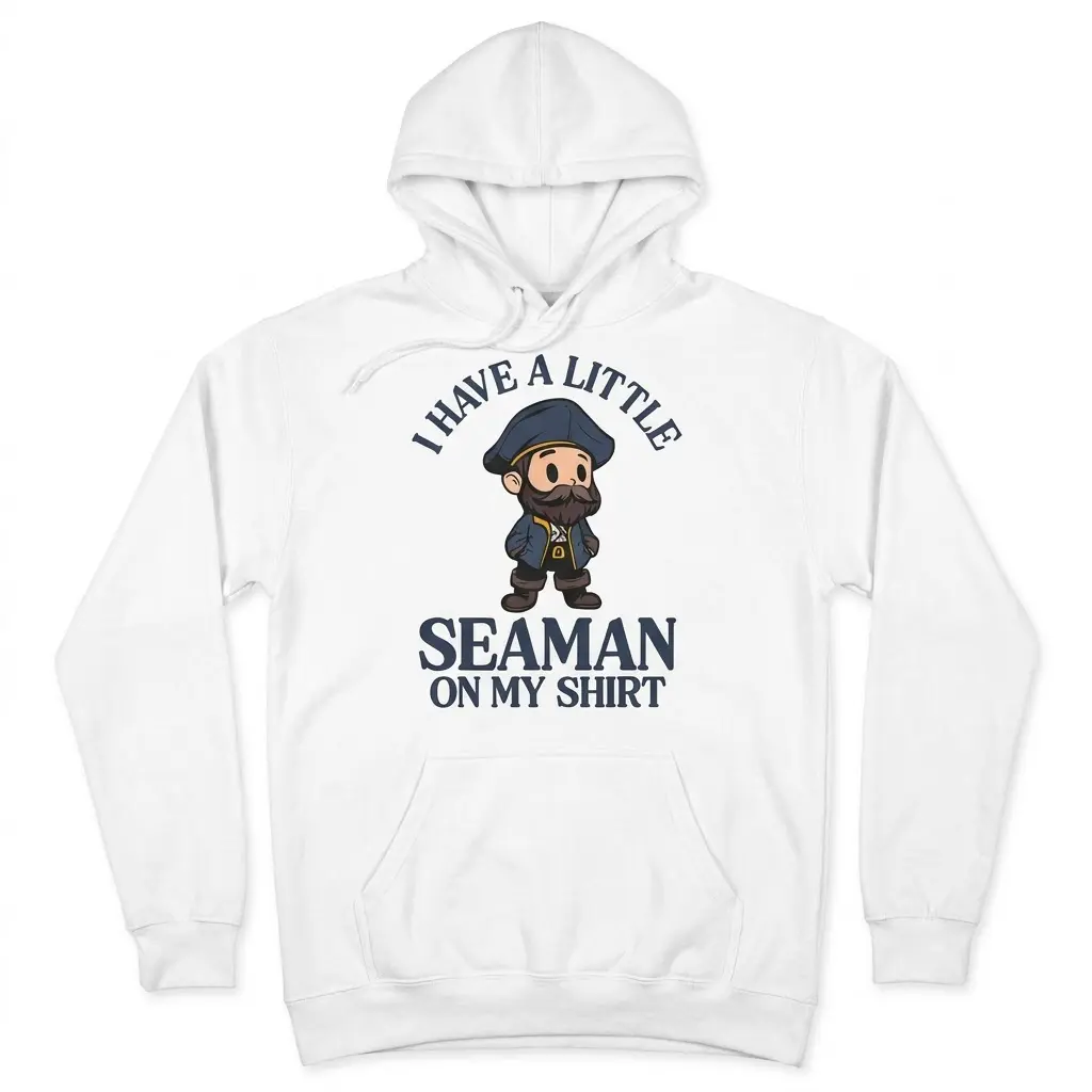 Front flat lay of a hoodie featuring the little seaman shirt cartoon sailor design