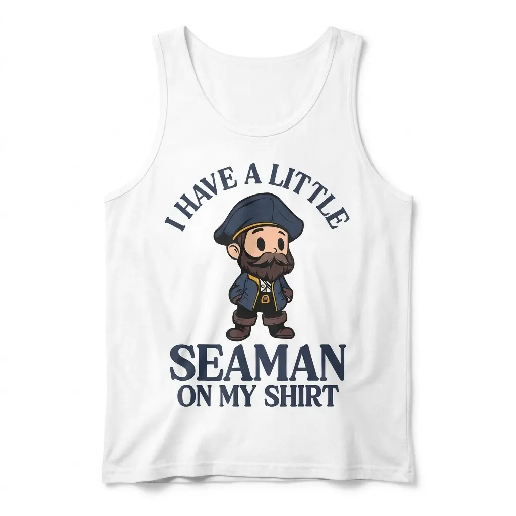 Front flat lay of a tank top with the little seaman shirt sailor graphic