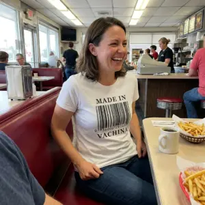 Funny Made In Vachina Barcode Graphic T-Shirt 10 Made In Vachina graphic shirt styled in a casual everyday lifestyle setting.