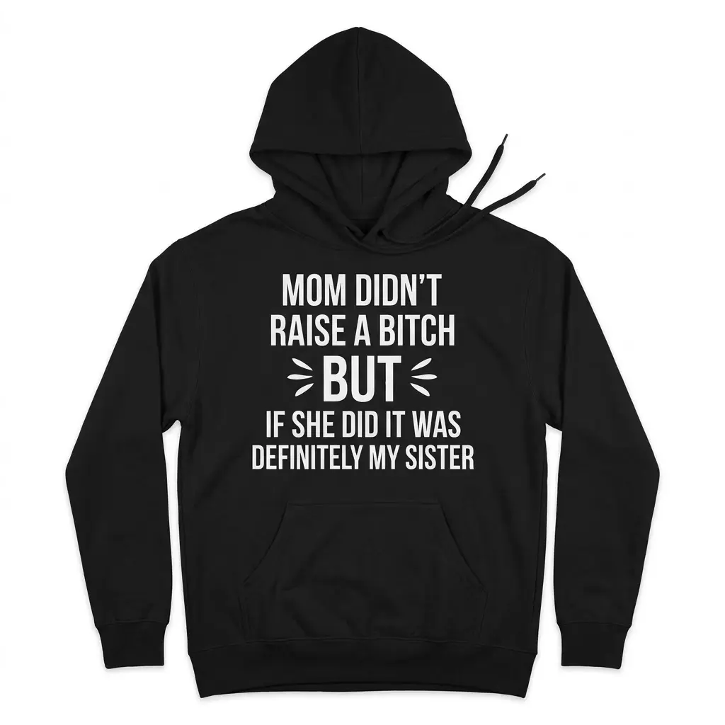 Funny Sibling Sarcasm Graphic T-Shirt 2 Front flat lay of a hoodie featuring the sarcastic sibling graphic text design on the chest.