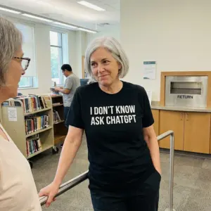 I Don't Know Ask ChatGPT Sarcastic Tech Humor T-Shirt 11 Close-up casual look showcasing black tee and black tee front print reading I DON'T KNOW ASK CHATGPT in bold distressed white block letters