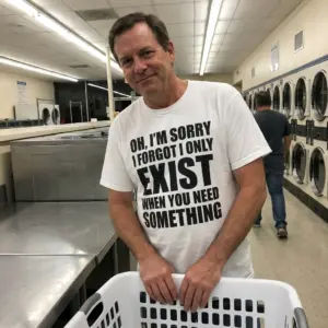 I Only Exist When You Need Something T-Shirt 10 Lifestyle showcase of the sarcastic quote shirt featuring the bold typography design.