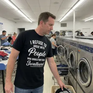 I Refuse to Argue with People Funny Sarcastic T-Shirt 10 Everyday lifestyle setting highlighting the sarcastic I Refuse to Argue with People graphic tee.