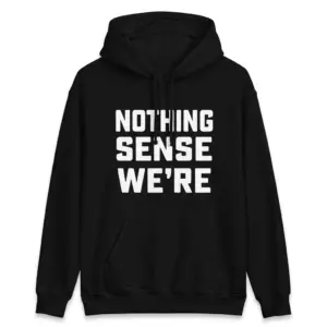 Nothing Sense We're Funny Grammar T-Shirt 7 Front flatlay of a hoodie featuring the Nothing Sense We're funny grammar shirt design.