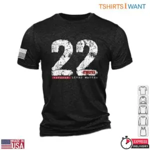 22 A Day Veterans T-Shirt - Charcoal Black with Dropline Logo and American Flag on Sleeve 3 22 A Day Veterans T Shirt Black Flag Sleeve 2 1.jpg