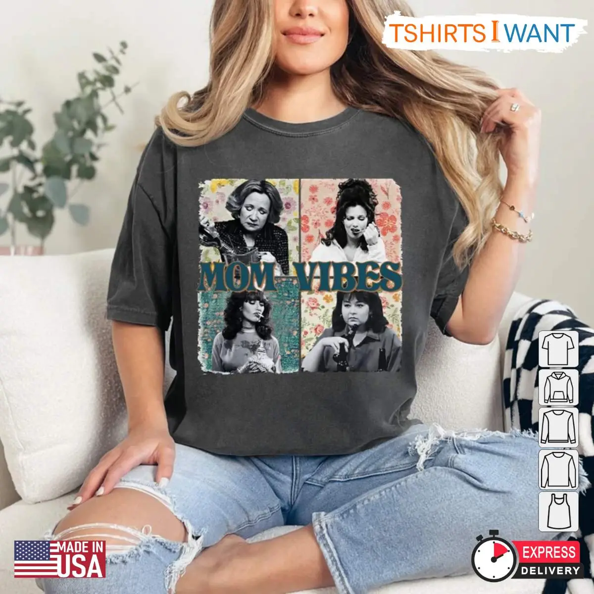 90s Mom Vibes Shirt, Retro Vintage Funny Mom Tee, Cool T-Shirts for Mother's Day Gift 15 90s Mom Vibes Shirt detail view