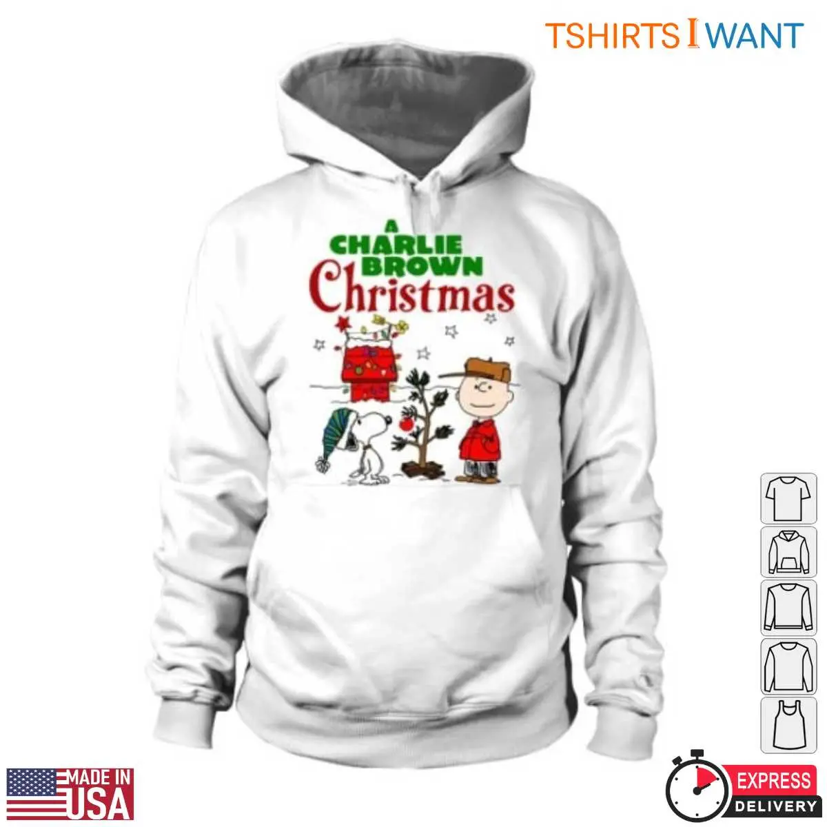 A Charlie Brown Christmas Snoopy T-Shirt - Classic Holiday Design with Christmas Tree and Snow 13 Charlie Brown Christmas Snoopy T-Shirt Detail