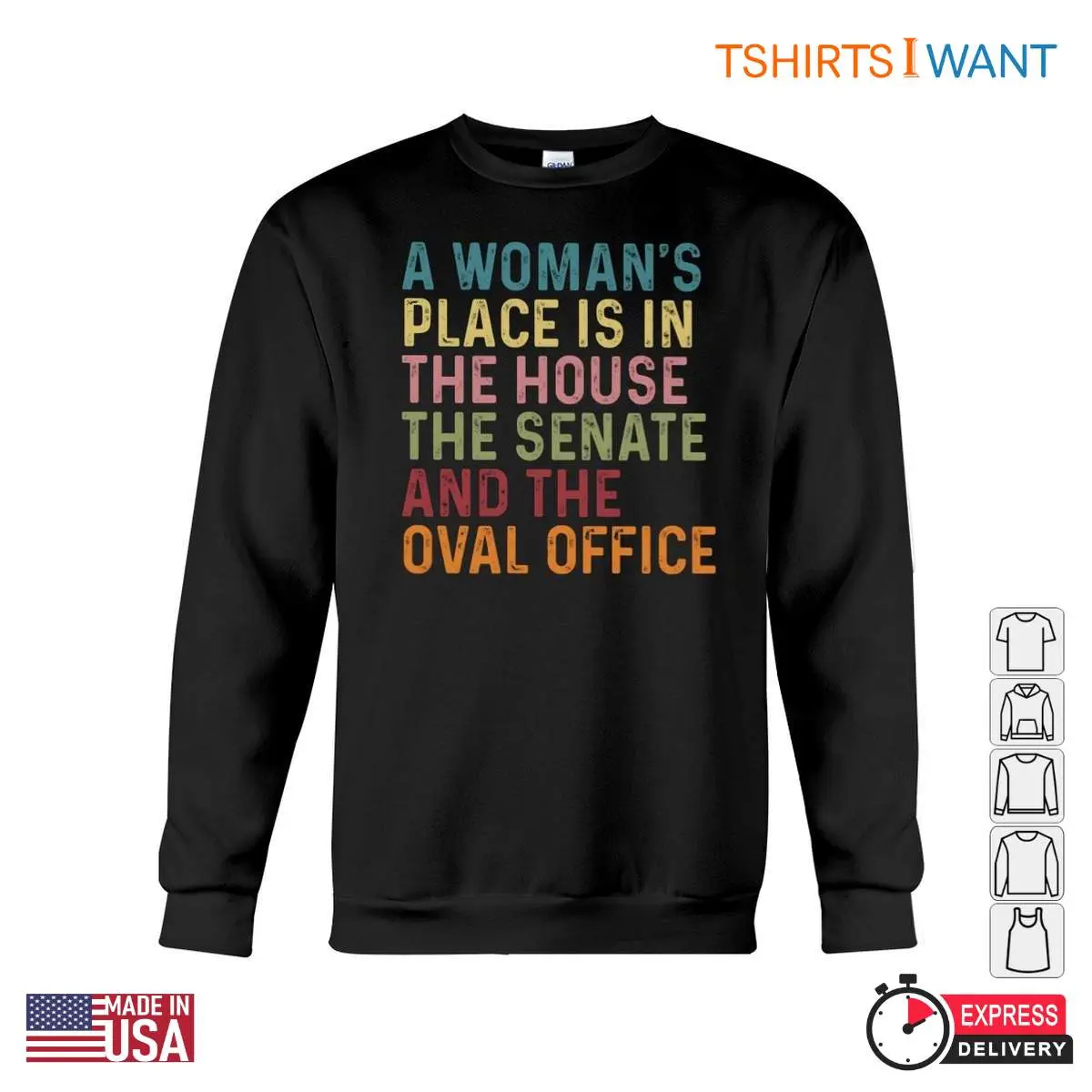 A Woman's Place Is In The House, Senate, & Oval Office Feminist Hoodie T Shirt 2