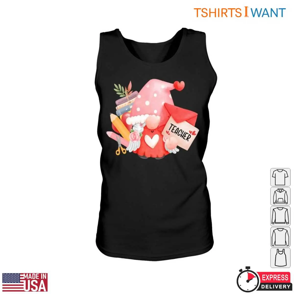 Adorable Gnome with Teacher Letter and School Supplies Teacher Life T Shirt 3 1.jpg