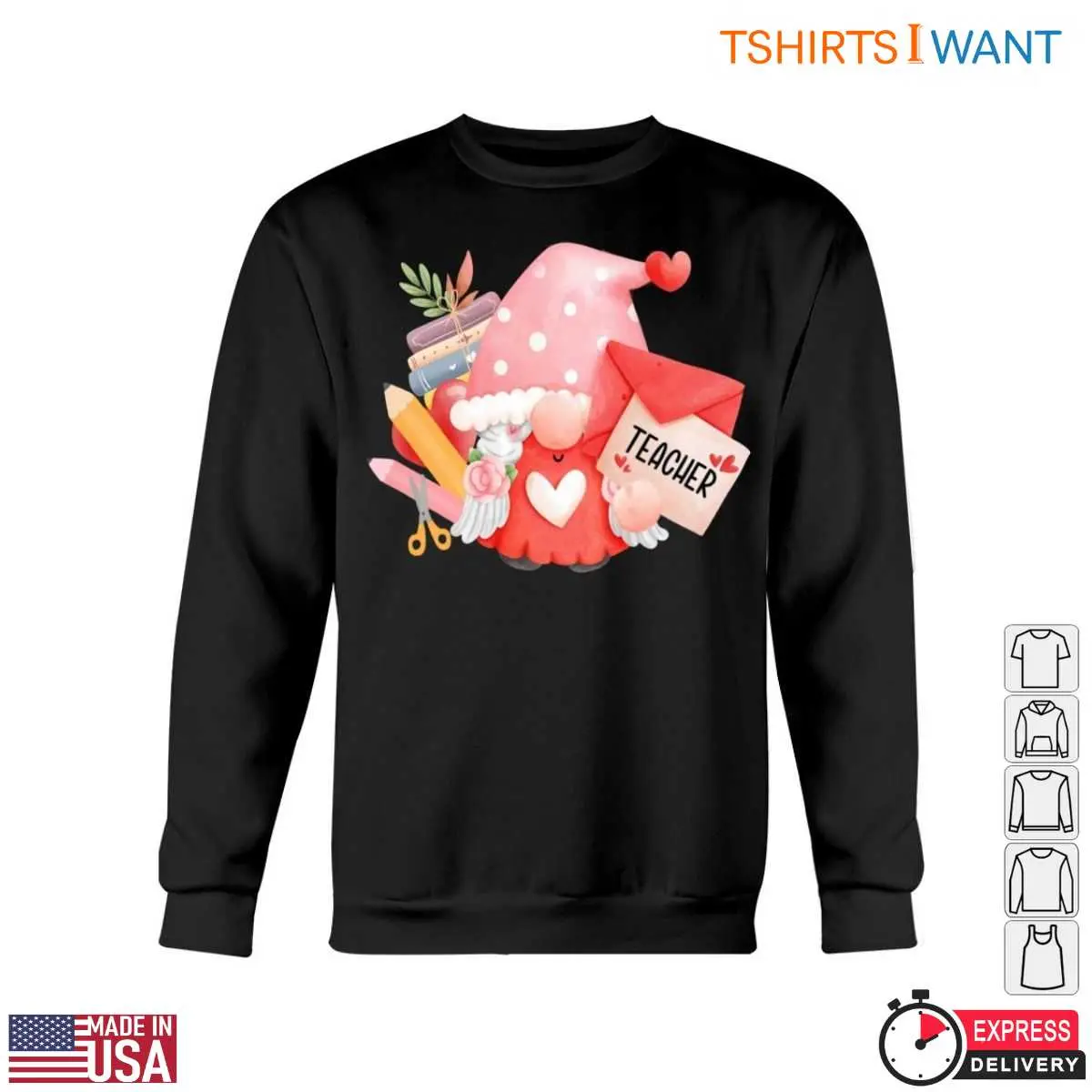 Adorable Gnome with Teacher Letter and School Supplies Teacher Life T Shirt 5 1.jpg