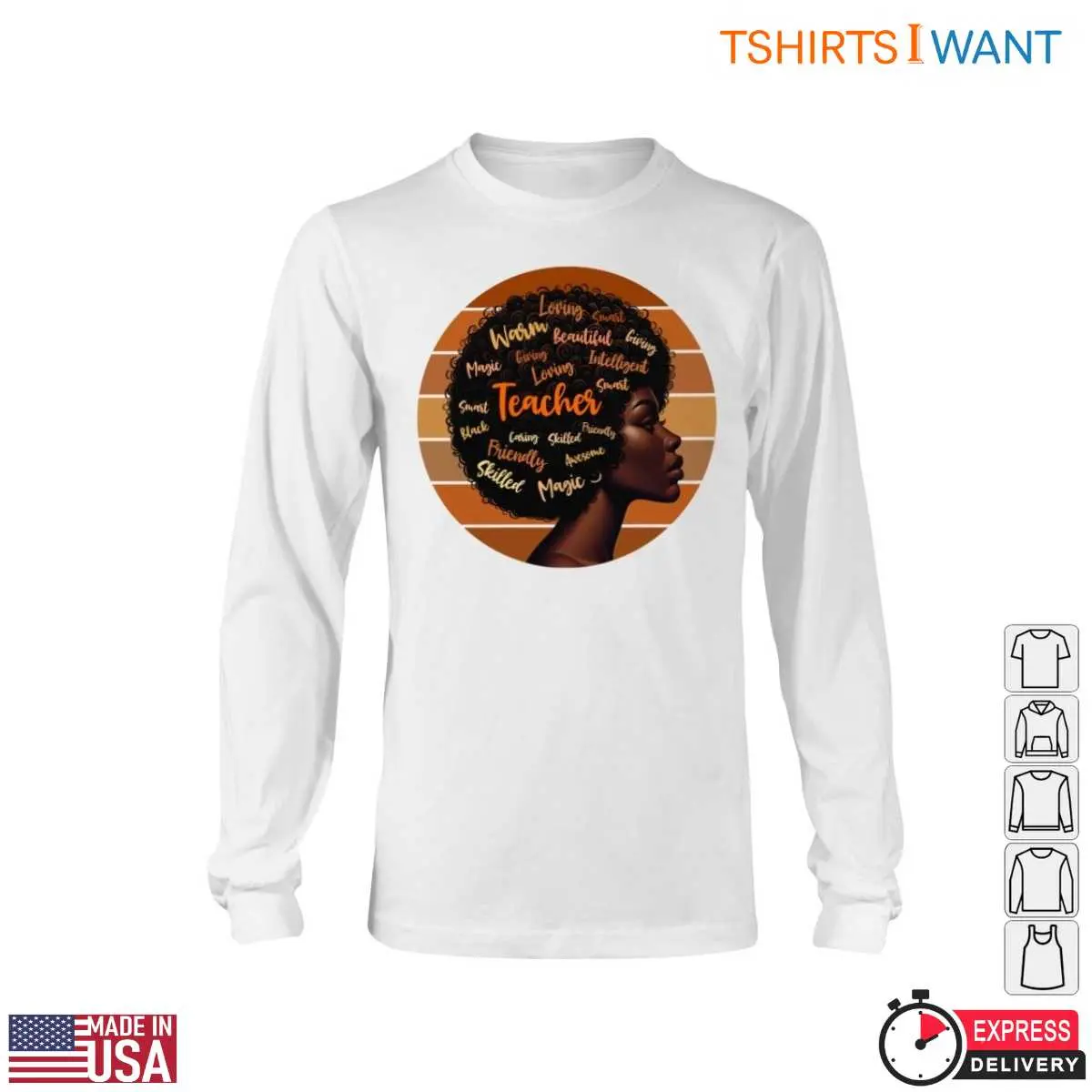 Afro Woman and Motivational Words with Teacher Life T Shirt 6 1.jpg