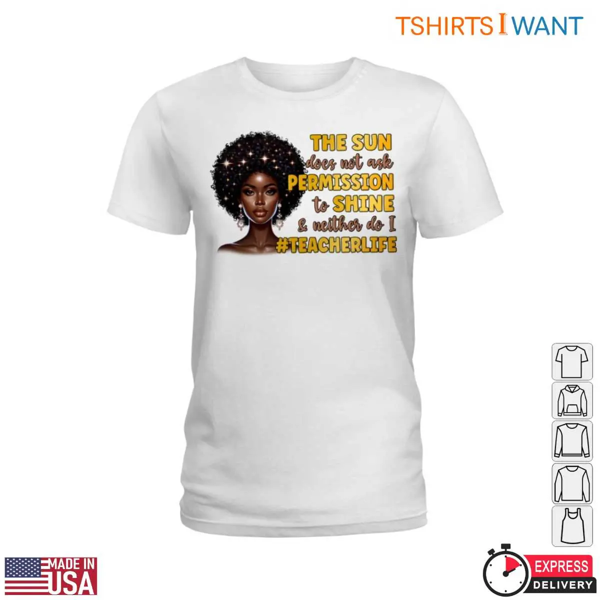 Afro Woman with Inspirational Quote Teacher Life T Shirt 2 1.jpg