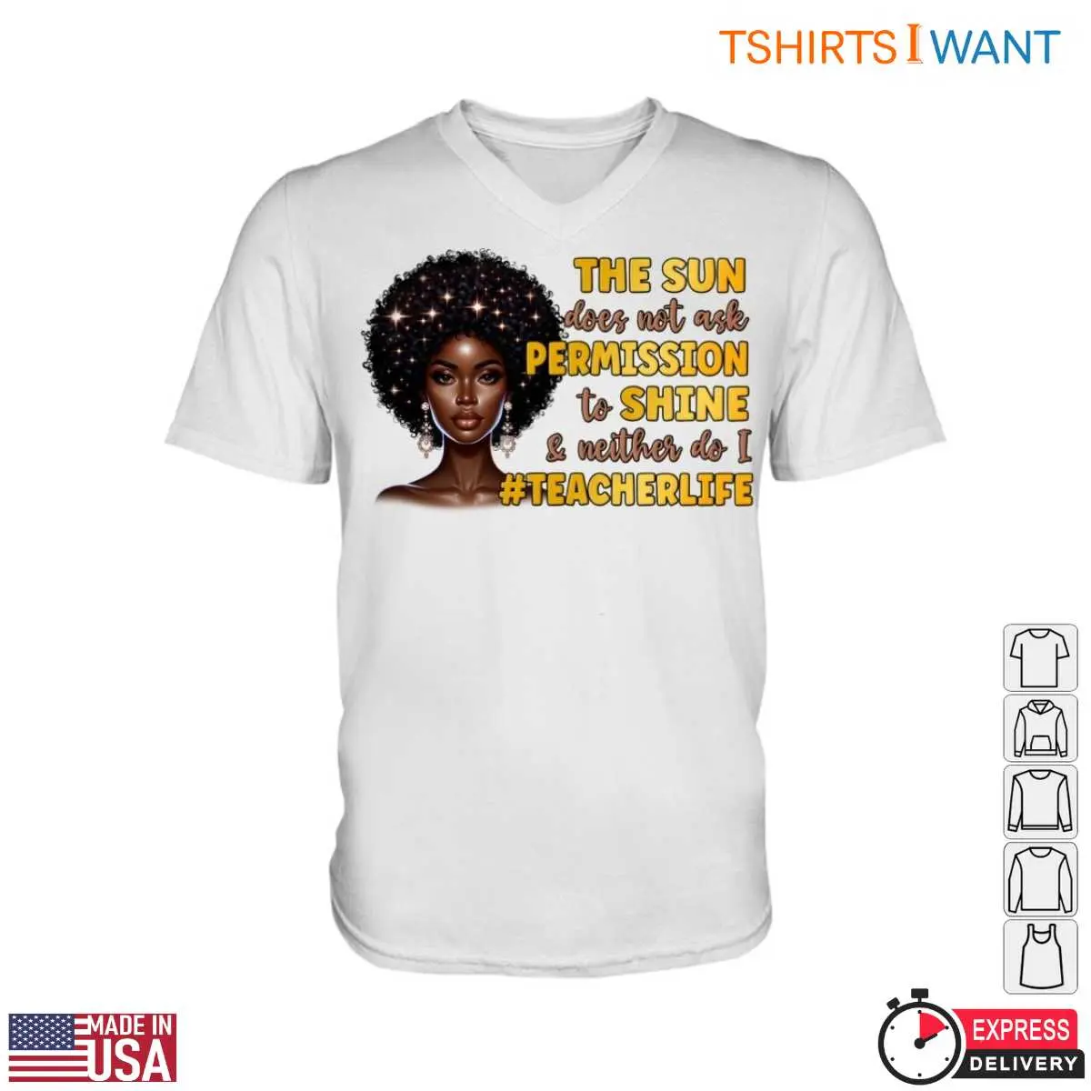 Afro Woman with Inspirational Quote Teacher Life T Shirt 3 1.jpg