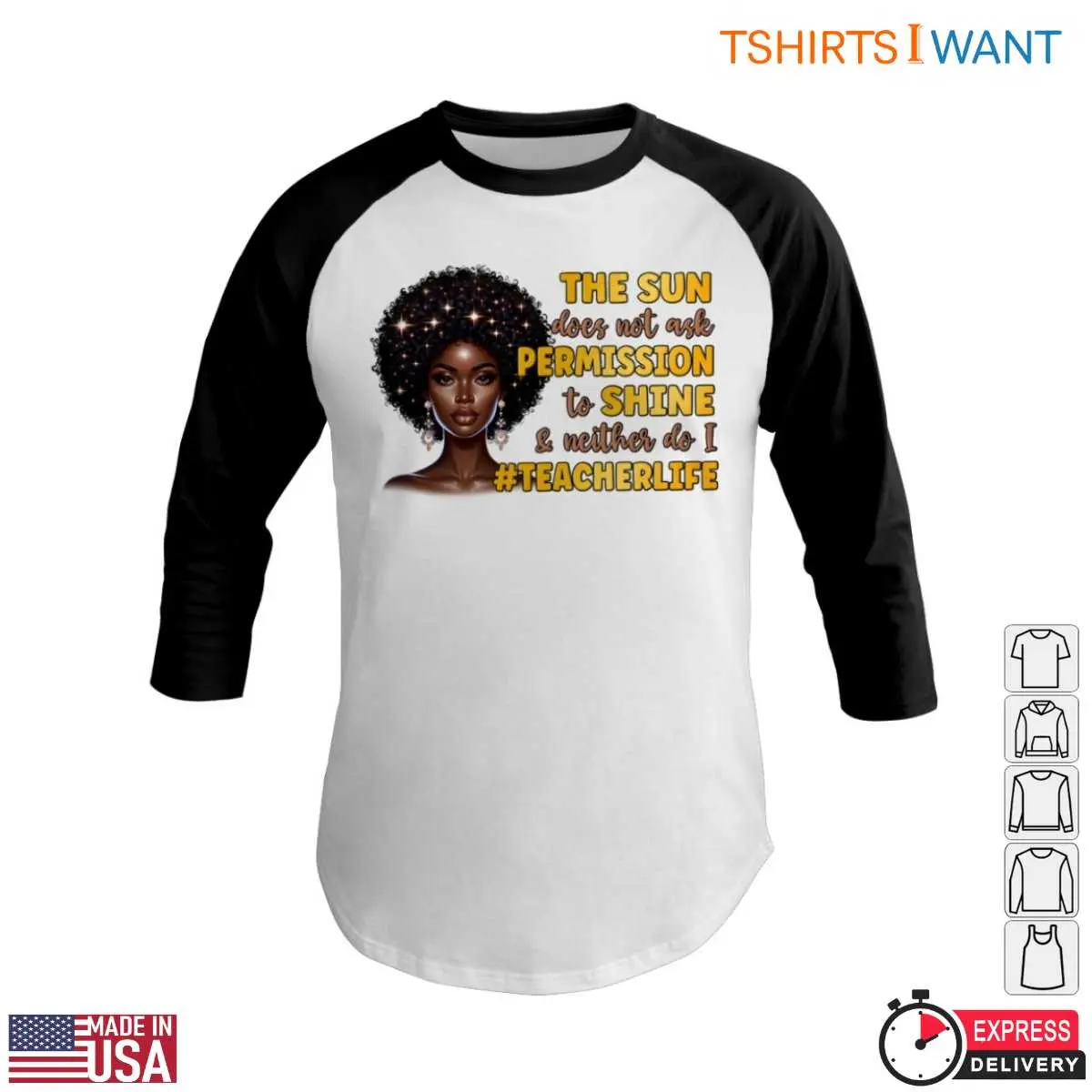 Afro Woman with Inspirational Quote Teacher Life T Shirt 6 1.jpg