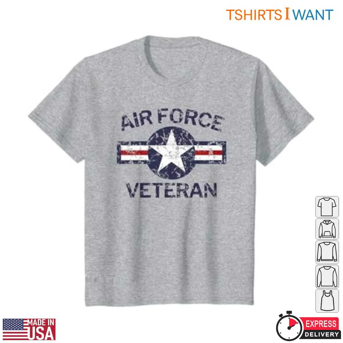 Air Force Veteran T-Shirt - Vintage Roundel Star & Grunge Stripes Design 2 Air Force Veteran T Shirt Vintage Star Stripes Design 2 1.jpg