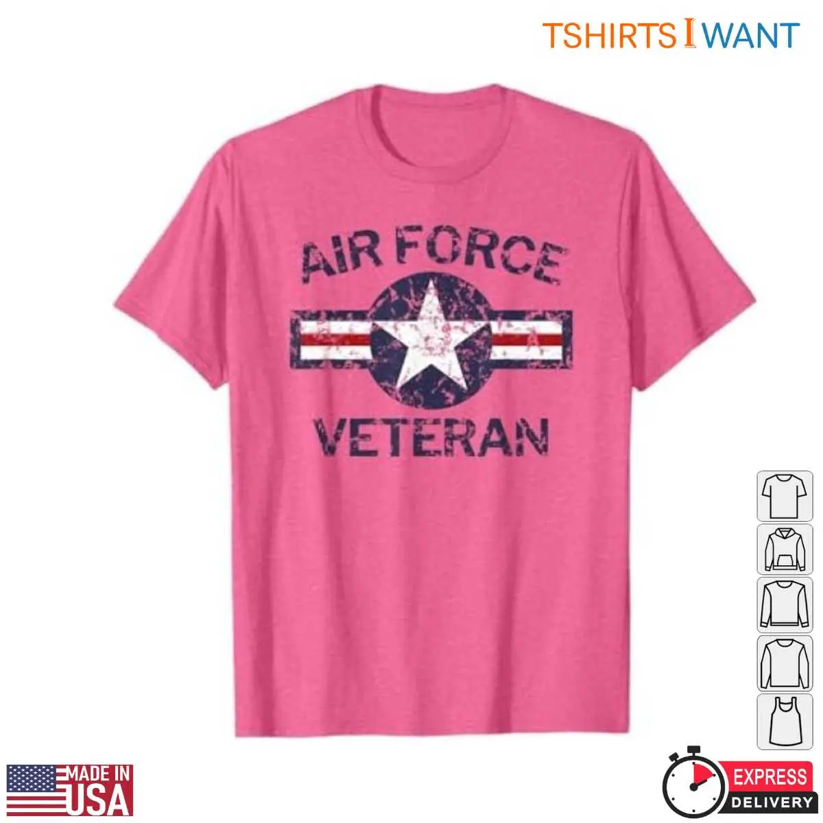 Air Force Veteran T-Shirt - Vintage Roundel Star & Grunge Stripes Design 4 Air Force Veteran T Shirt Vintage Star Stripes Design 4 1.jpg