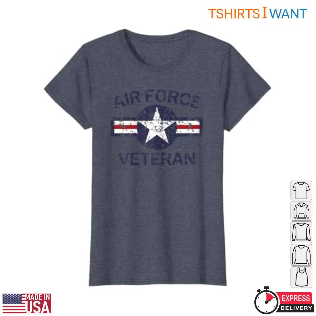 Air Force Veteran T-Shirt - Vintage Roundel Star & Grunge Stripes Design 5 Air Force Veteran T Shirt Vintage Star Stripes Design 5 1.jpg