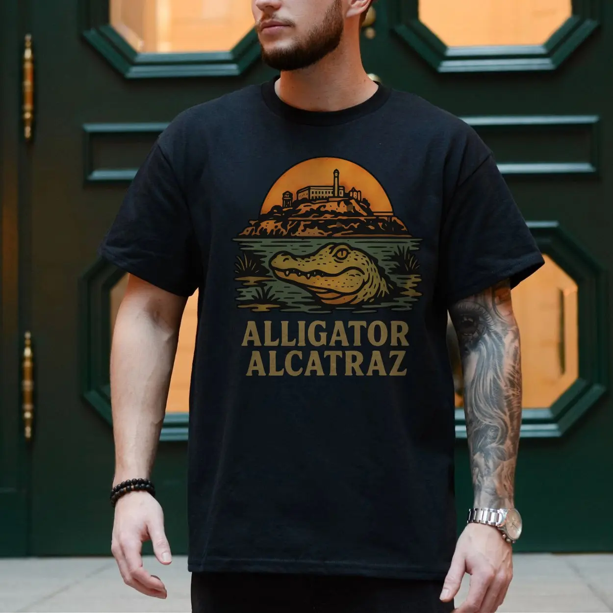 Alligator Alcatraz Florida Everglades Sunset Graphic T Shirt 4 1.jpg
