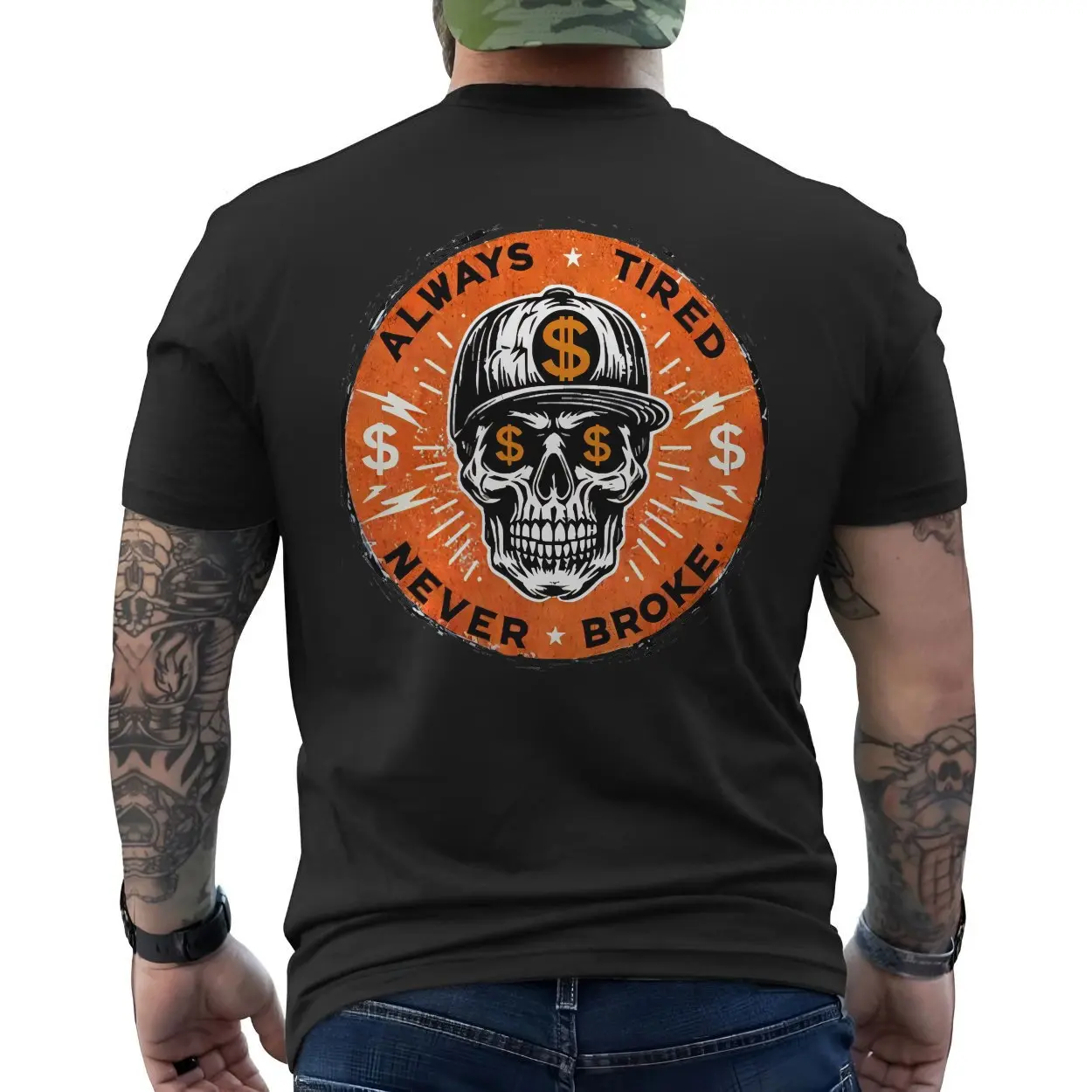 Always Tired Never Broke T Shirt E28093 Hustle Skeleton Streetwear Tee 6.jpg