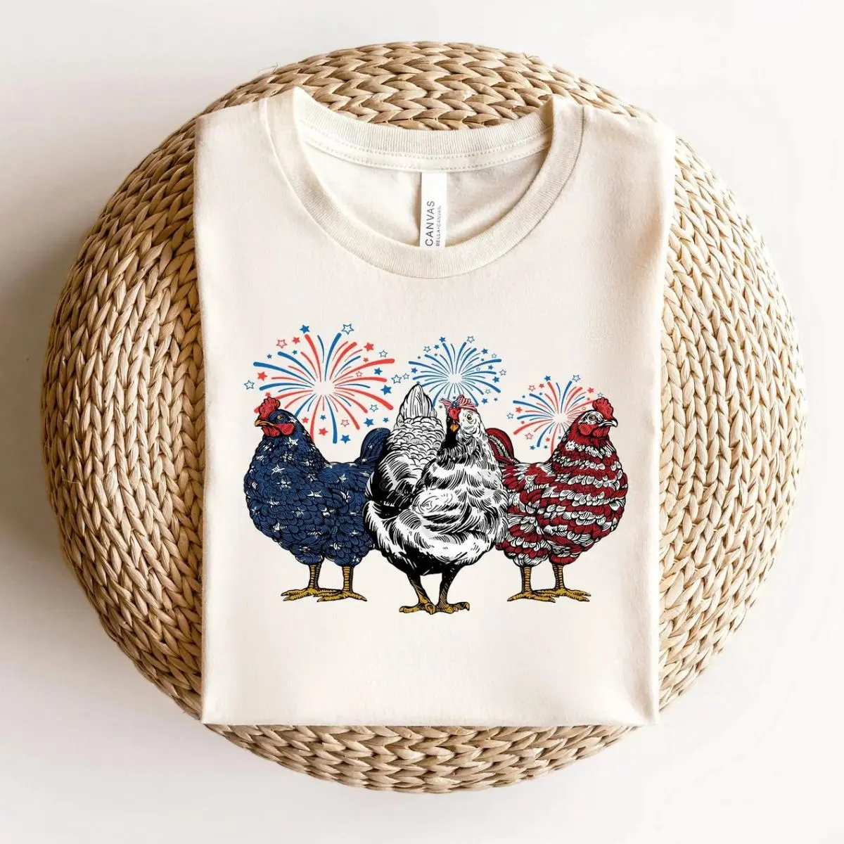 American Chicken 4th of July Tee Shirts, Gift for Animal Lovers White
