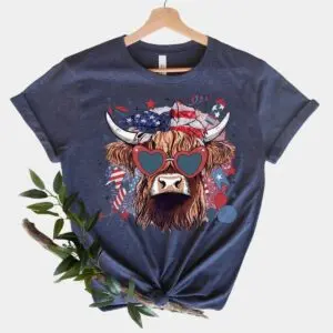 American Cow with Glasses - Funny 4th of July Shirt for Cow Lovers 6 American Cow with Glasses Funny T Shirt 4th of July Gift for Cow Lovers 3