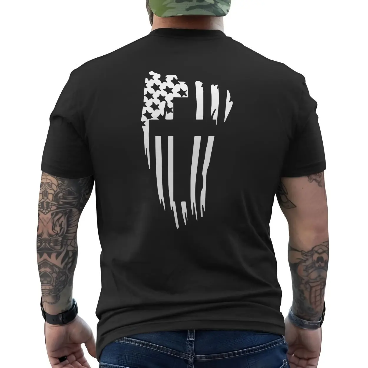 American Flag Cross T shirt E28093 Patriotic Christian Faith Tee 6.jpg