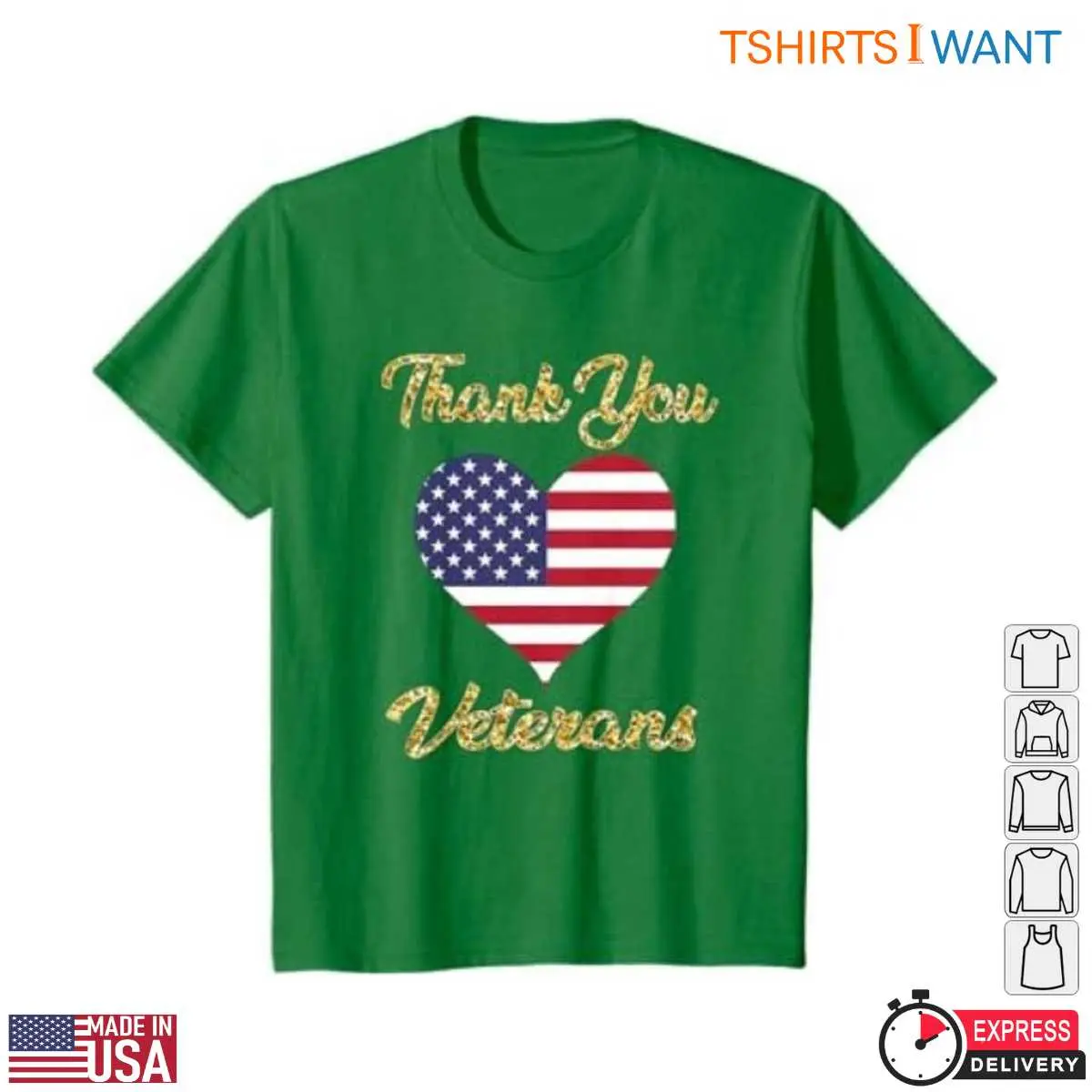 American Flag Heart T-Shirt - Thank You Veterans Patriotic Tribute Tee 11 American Flag Heart T-Shirt Detail