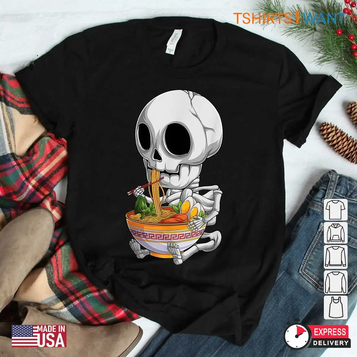 Anime Halloween Shirt Kawaii Skeleton Ramen Tee 3 1.jpg