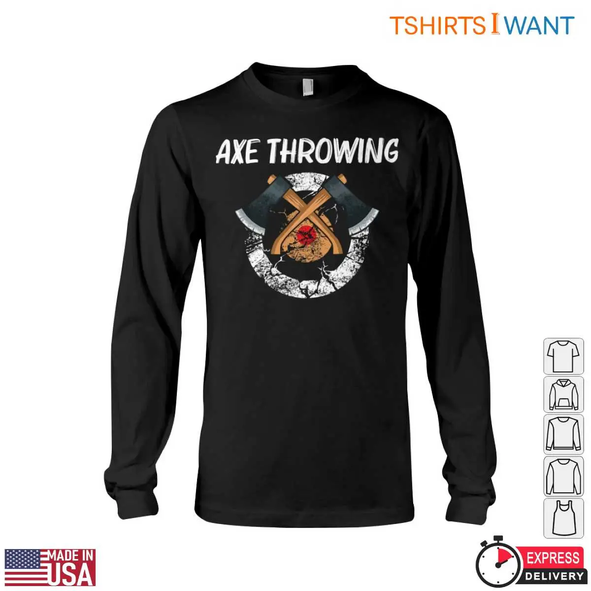 Axe Throwing Lumberjack T-Shirt - Crossed Axes Target Design 13 Crossed Axes Target Design T-Shirt Detail