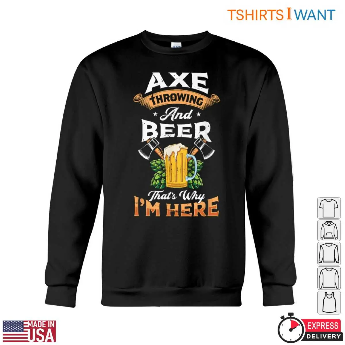 Axe Throwing and Beer T-Shirt - Funny Lumberjack Style Design 13 Axe Throwing and Beer T-Shirt Detail