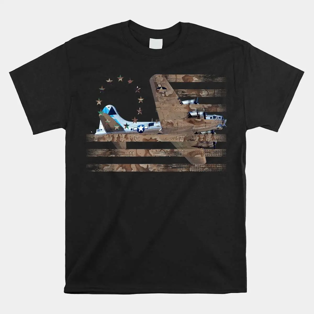 B17 Bomber WW2 USA Flag Veteran Pilot T Shirt 1 1 1.jpg