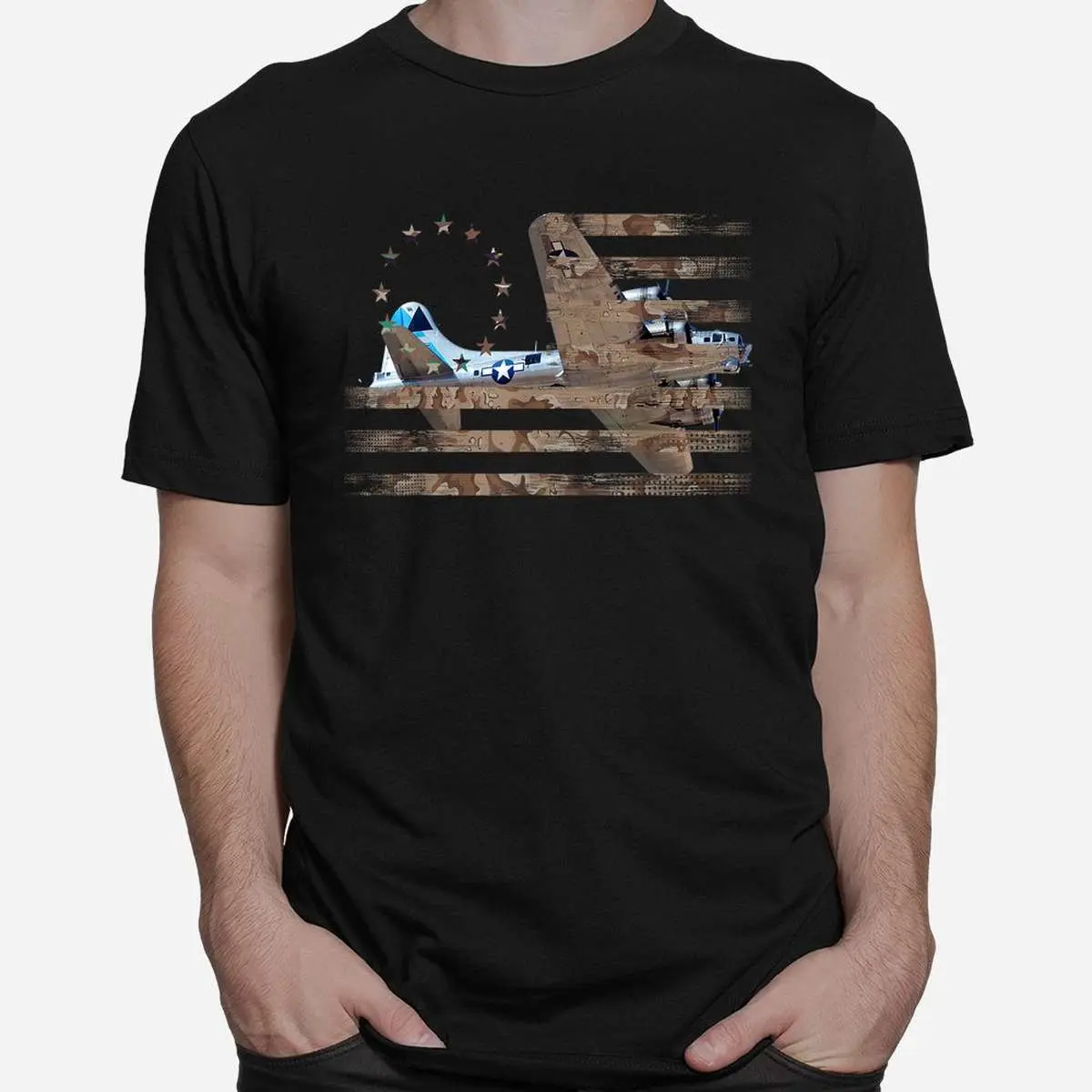 B17 Bomber WW2 USA Flag Veteran Pilot T Shirt 2 1 1.jpg