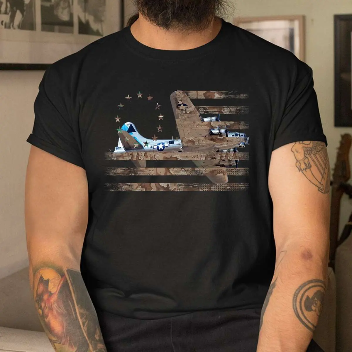B17 Bomber WW2 USA Flag Veteran Pilot T Shirt 4 1 1.jpg