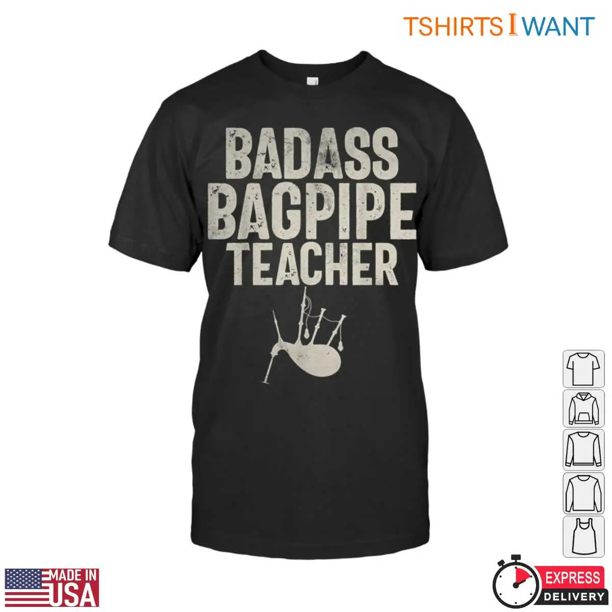 Badass Bagpipe Teacher with Bagpipe Icon Graphic Music Teacher T Shirt 1 1.jpg