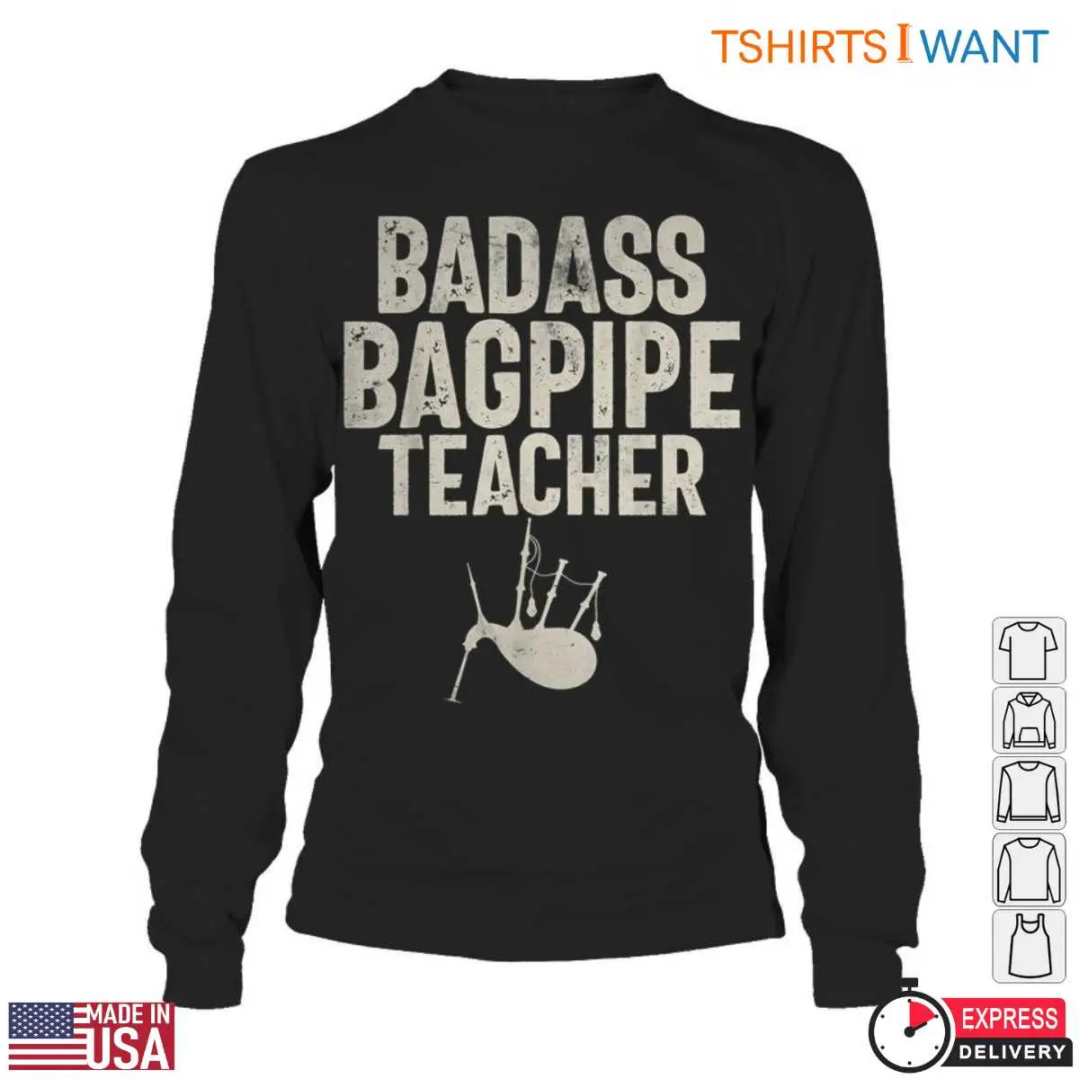 Badass Bagpipe Teacher with Bagpipe Icon Graphic Music Teacher T Shirt 5 1.jpg