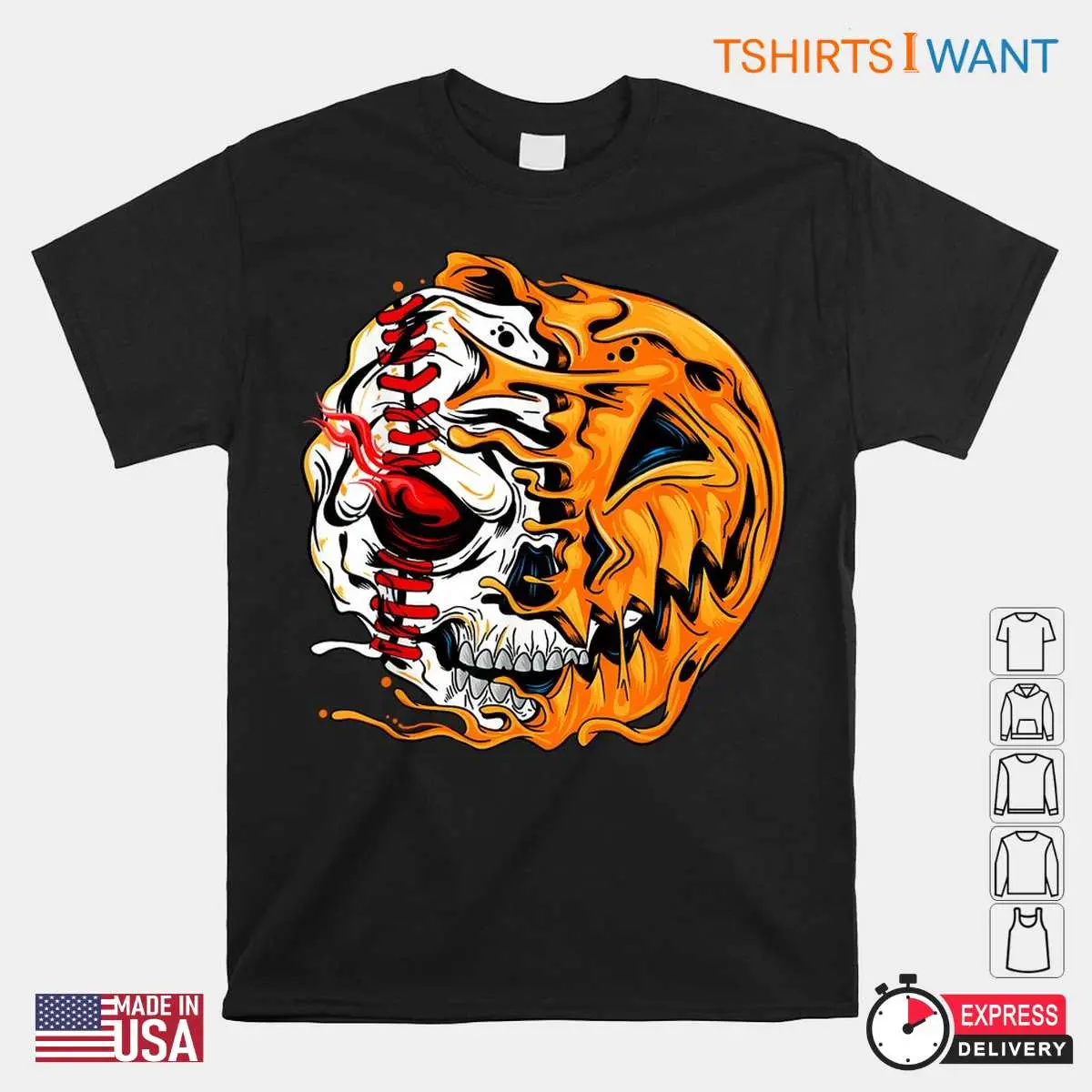 Baseball Halloween Shirts: Baseball Player Skeleton Pumpkin Costume Tee 8 Baseball Player Skeleton Pumpkin Costume Tee