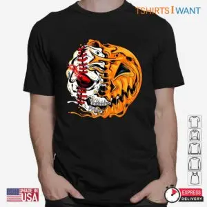 Baseball Halloween Shirts: Baseball Player Skeleton Pumpkin Costume Tee 5 Baseball Halloween Shirts Spooky Skeleton Player Tee 2 1.jpg